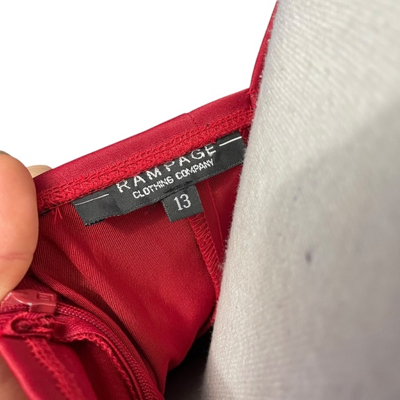 Embroidered Beaded Satin Dress 13 burgundy red underlay spaghetti strap Y2K - Picture 14 of 15